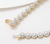 Fire Light  14K Yellow Gold Lab Grown Diamond 5cttw Halo Tennis Bracelet, 7-1/4"